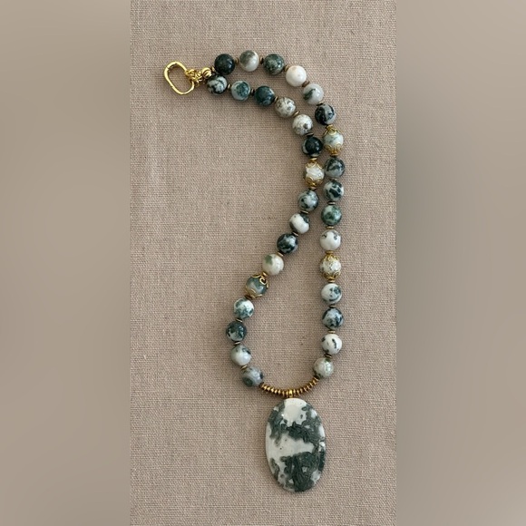 22 inch Tree Agate Gemstone bead Necklace NWOT - Picture 10 of 11